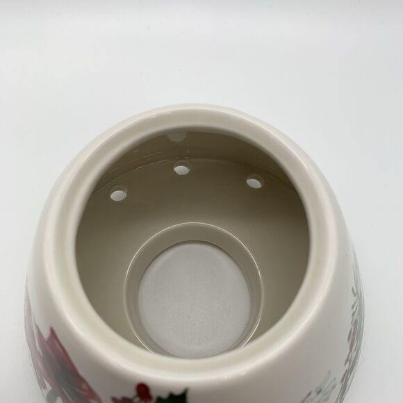 Candle Jar Ceramic Shade Topper Holly Berries Amaryllis Daphodils Winter Holiday - Picture 5 of 8